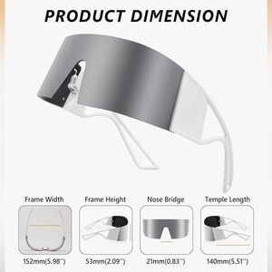 Feisedy Oversized Flat Top Wrap Sunglasses - White & Silver